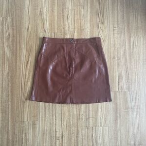 Brown Faux Leather Skirt